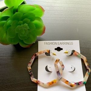 Hexagon tortoise colorful hoops w/ back piece
